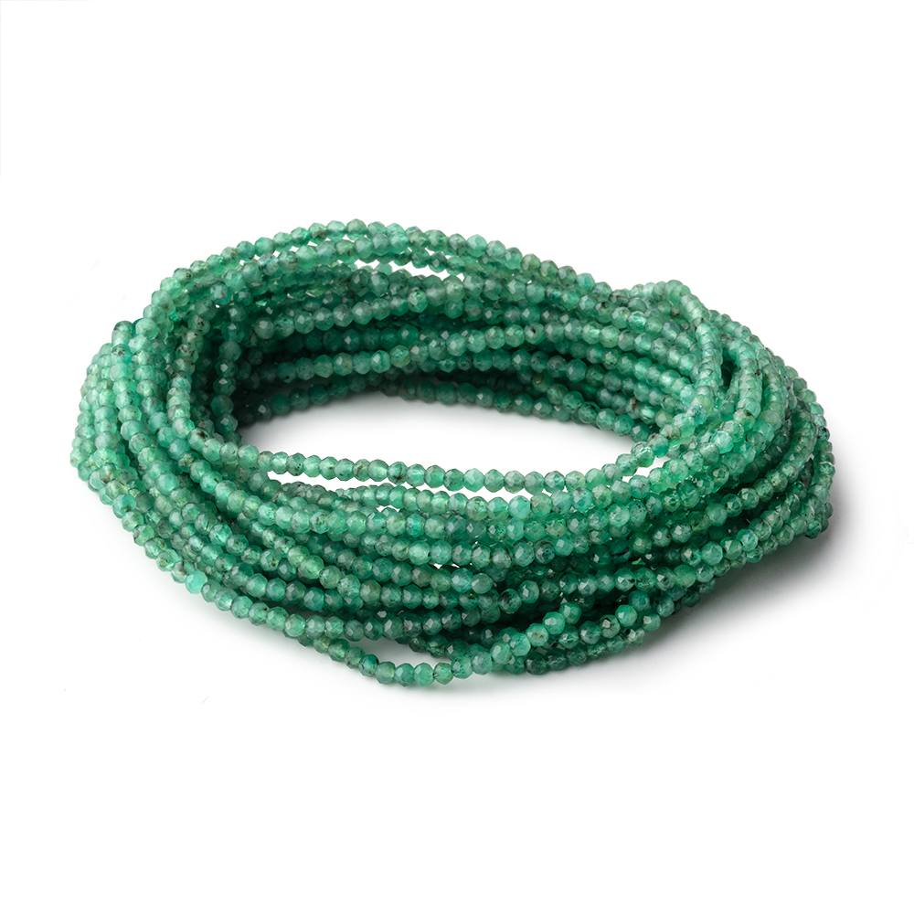 2mm Emerald Micro Faceted Rondelle Beads 12.5 inch 168 pieces - Beadsofcambay.com