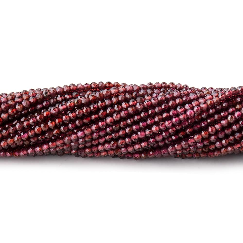 2mm Garnet Micro Faceted Rondelle Beads 13 inch 188 pieces - Beadsofcambay.com