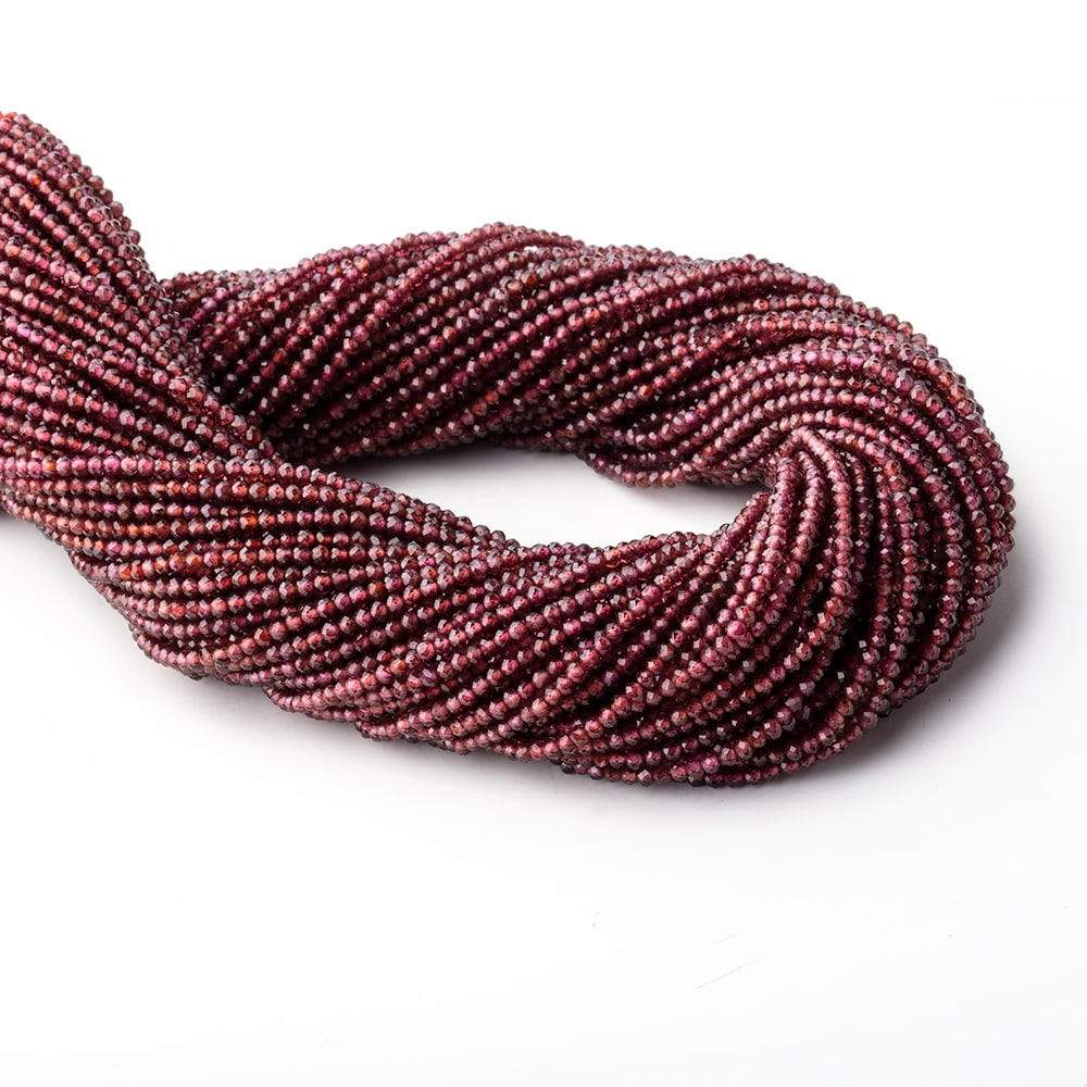 2mm Garnet Micro Faceted Rondelle Beads 13 inch 188 pieces - Beadsofcambay.com