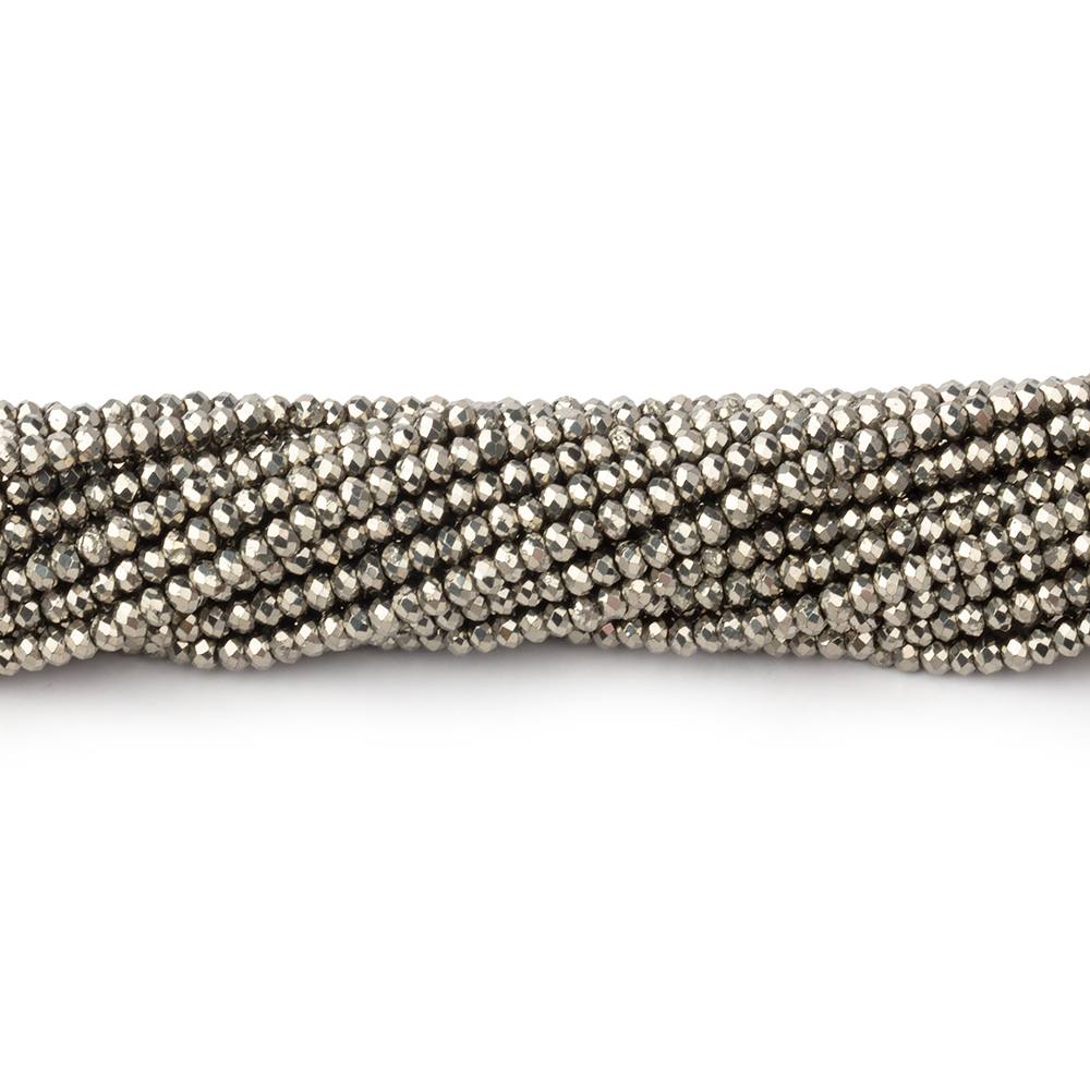 2mm Golden Pyrite Micro Faceted Rondelle Beads 12.5 inches 227 pieces AAA - Beadsofcambay.com