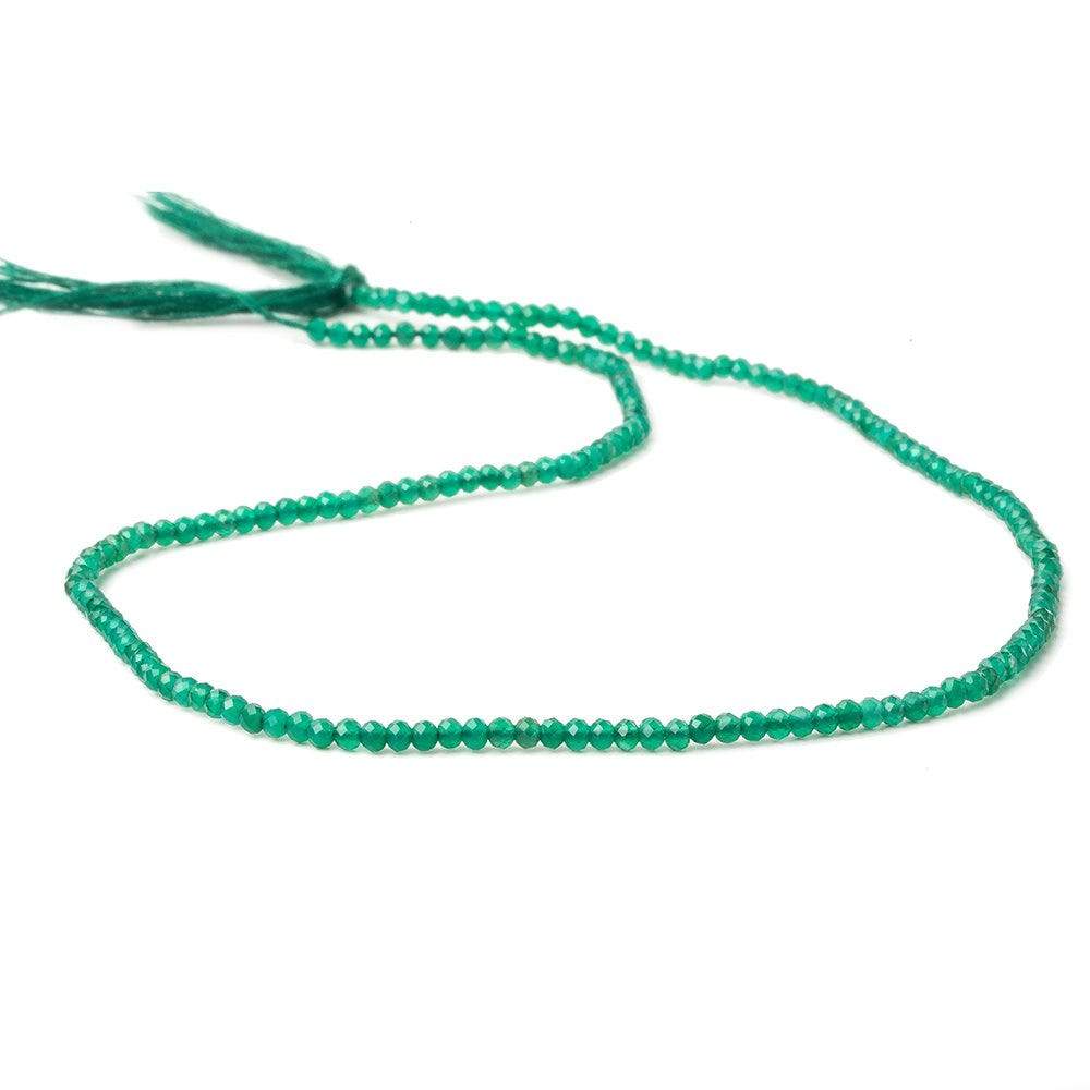 2mm Green Onyx micro faceted rondelle beads 13 inch 195 pcs AA - Beadsofcambay.com