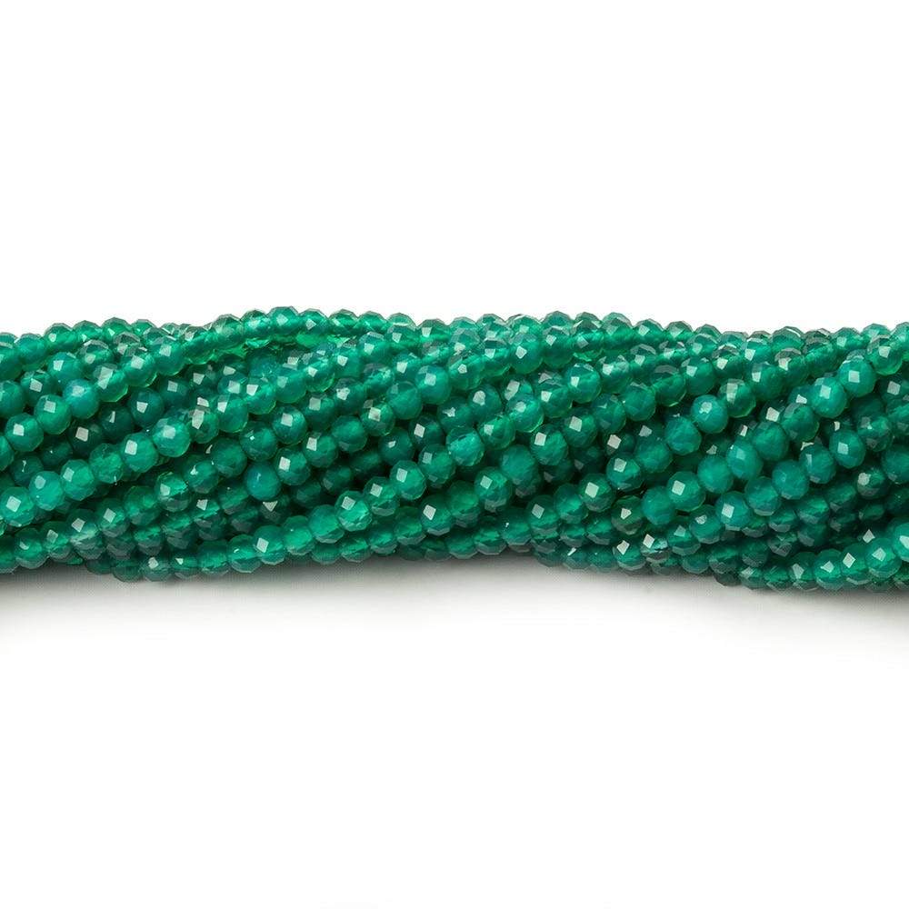 2mm Green Onyx micro faceted rondelle beads 13 inch 195 pcs AA - Beadsofcambay.com