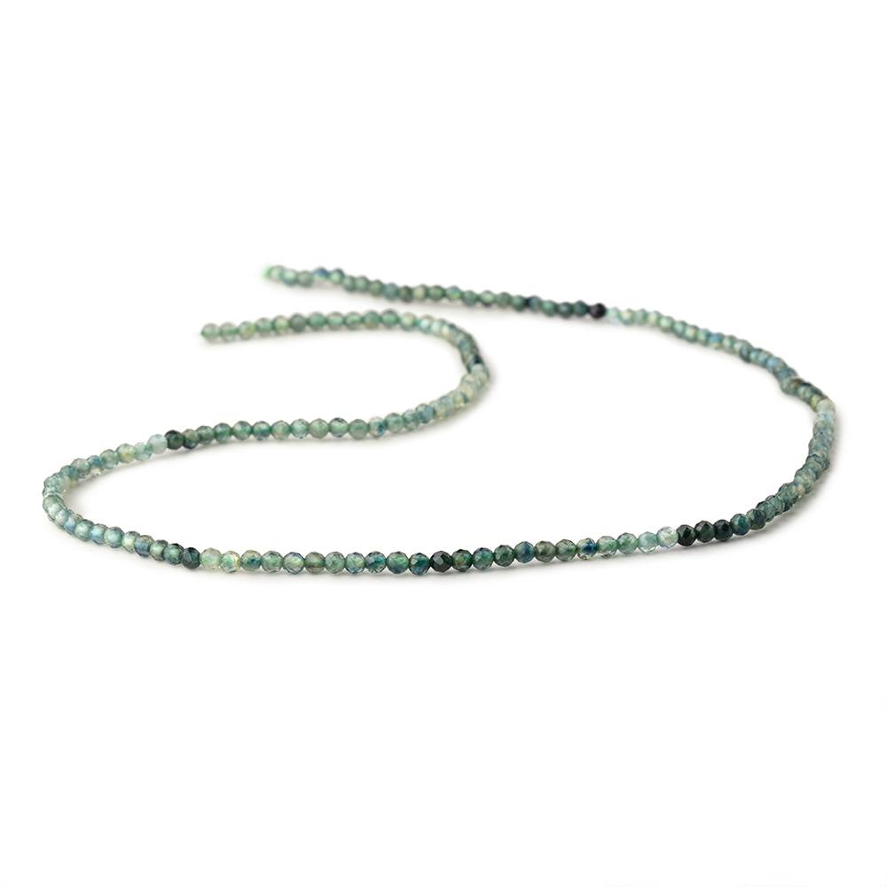 2mm Green Sapphire Micro Faceted Round Beads 12.5 inch 158 pieces - Beadsofcambay.com
