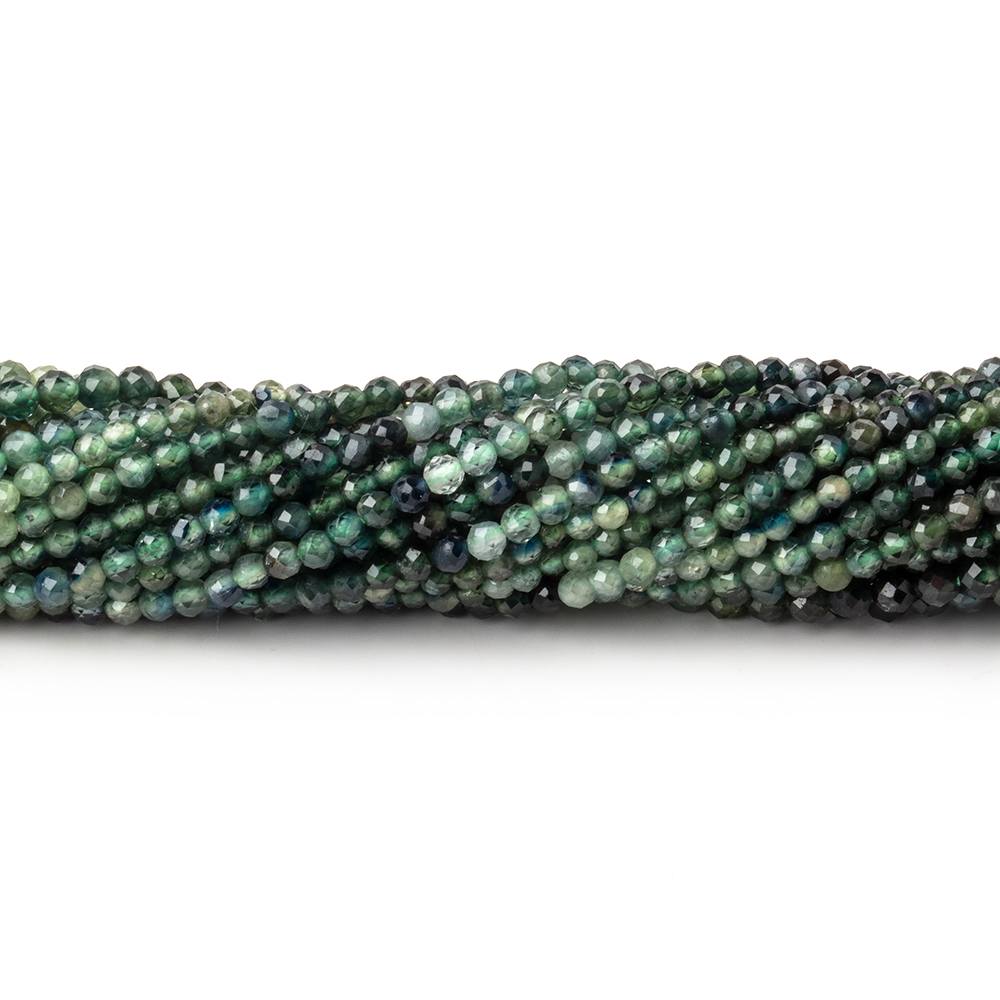 2mm Green Sapphire Micro Faceted Round Beads 12.5 inch 159 pieces - Beadsofcambay.com