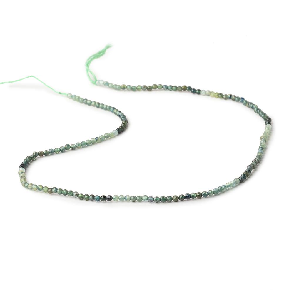 2mm Green Sapphire Micro Faceted Round Beads 12.5 inch 159 pieces - Beadsofcambay.com