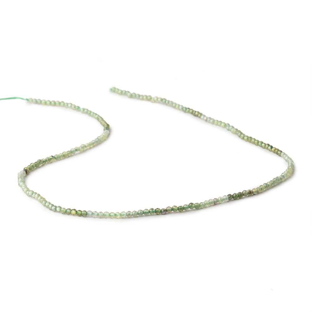 2mm Green Sapphire Micro Faceted Round Beads 12.5 inch 180 pieces - Beadsofcambay.com