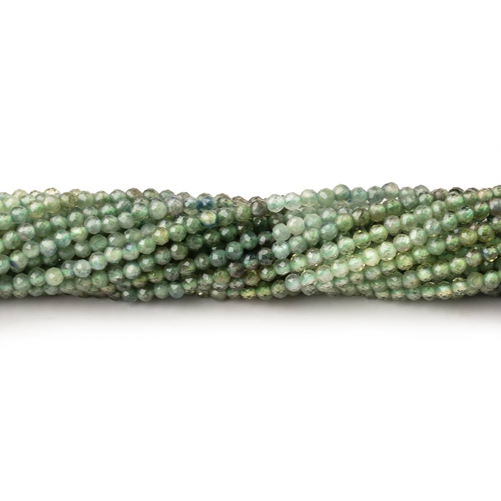 2mm Green Sapphire Micro Faceted Round Beads 12.5 inch 180 pieces - Beadsofcambay.com