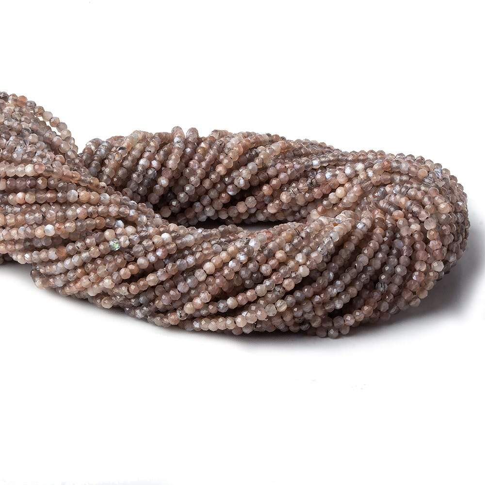 2mm Grey and Brown Moonstone Micro Faceted rondelle beads 13 inch 220 pieces AAA - Beadsofcambay.com