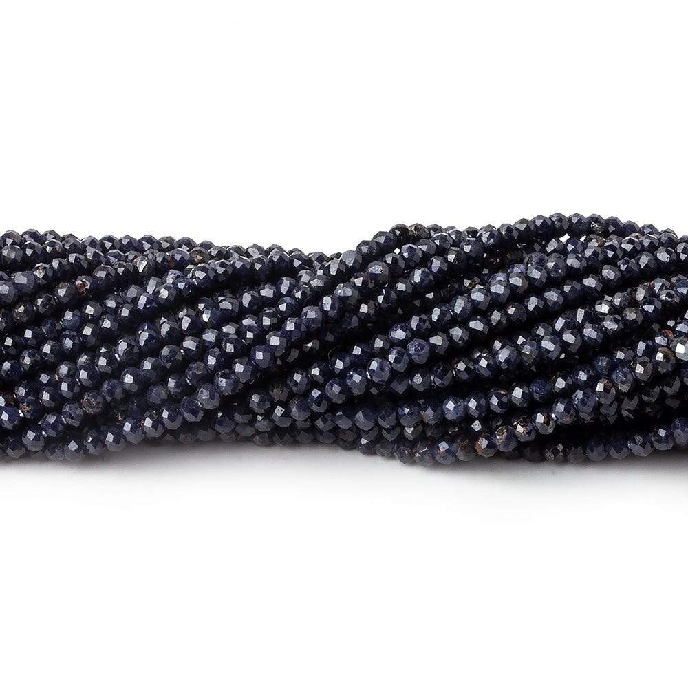2mm Grey & Blue Sapphire micro faceted rondelles 13 inch 200 beads - Beadsofcambay.com