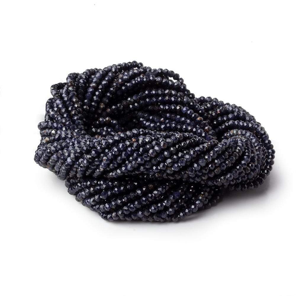 2mm Grey & Blue Sapphire micro faceted rondelles 13 inch 200 beads - Beadsofcambay.com