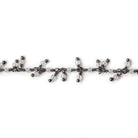 2mm Grey Chalcedony micro round Black Gold plated Dangling Chain by the foot - Beadsofcambay.com