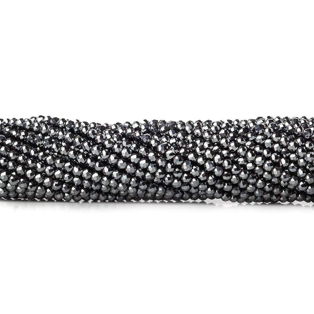 2mm Hematite Micro Faceted round beads 13 inch 180 pcs - Beadsofcambay.com