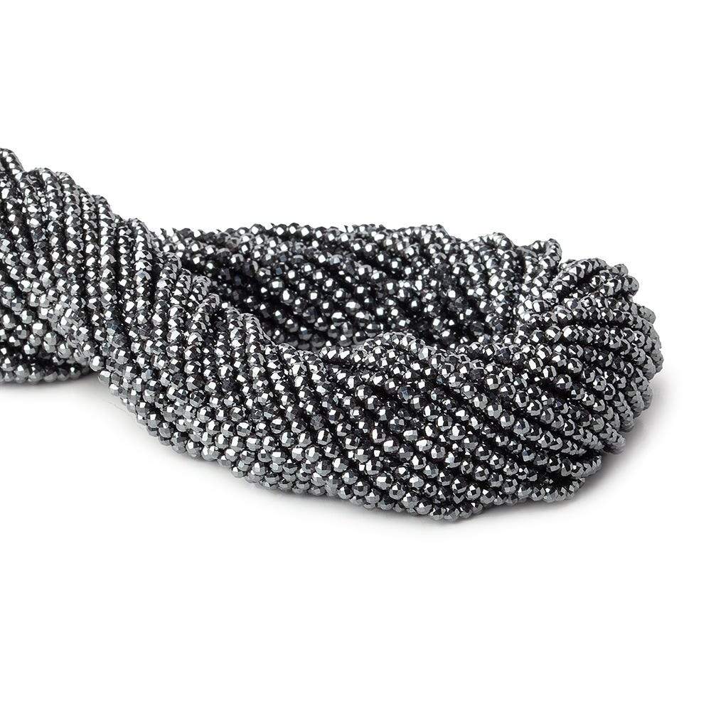 2mm Hematite Micro Faceted round beads 13 inch 180 pcs - Beadsofcambay.com