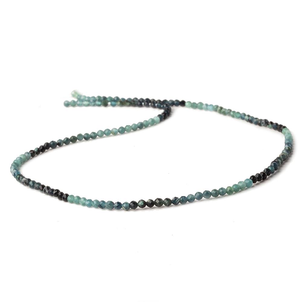 2mm Indicolite Blue Tourmaline micro faceted round beads 13 inch 150 pieces AA - Beadsofcambay.com