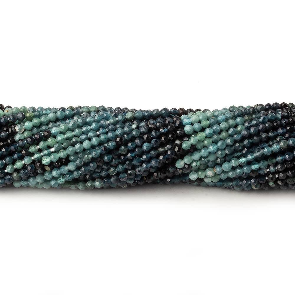 2mm Indicolite Blue Tourmaline micro faceted round beads 13 inch 150 pieces AA - Beadsofcambay.com