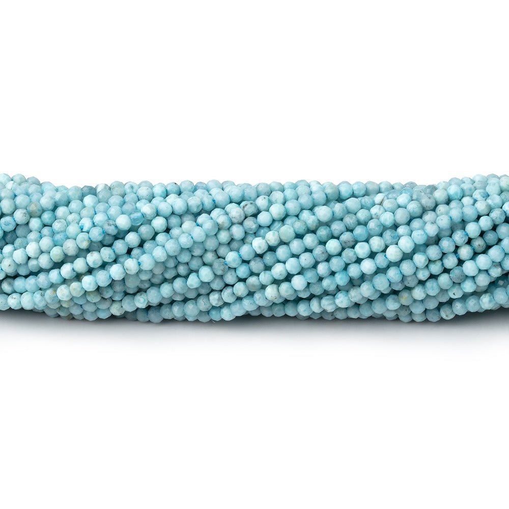2mm Larimar micro faceted round beads 12.5 inch 180 pieces - Beadsofcambay.com