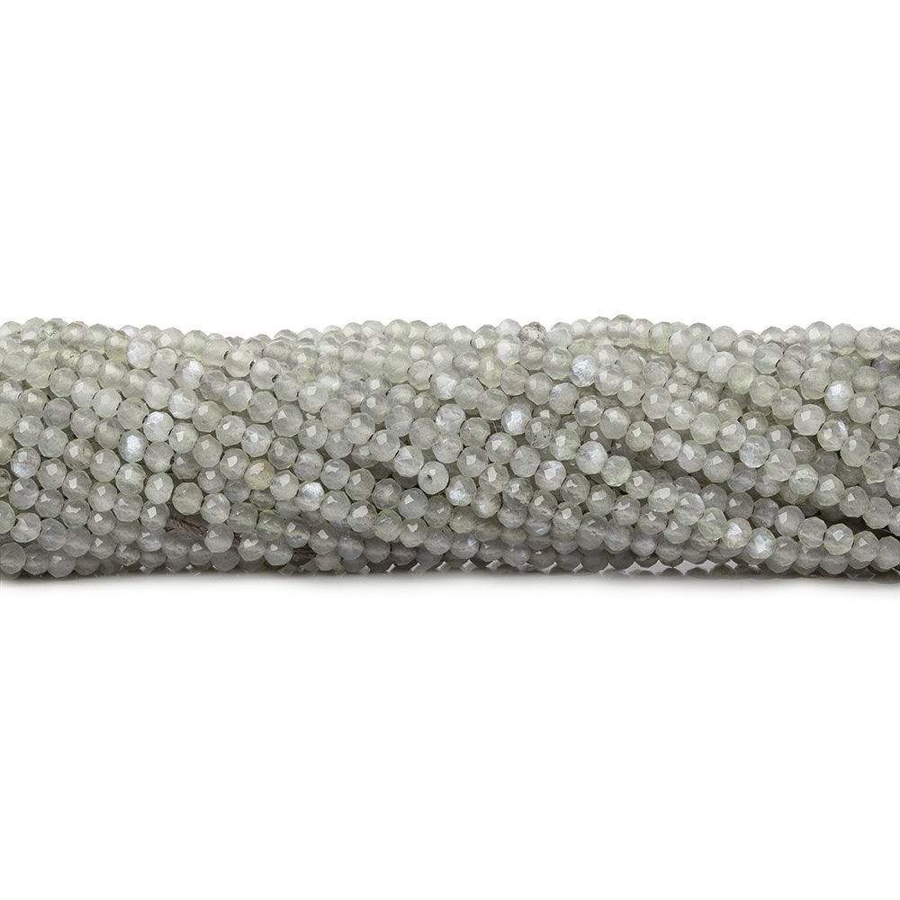 2mm Light Grey Moonstone microfaceted rondelle beads 13 inch 175 pieces - Beadsofcambay.com
