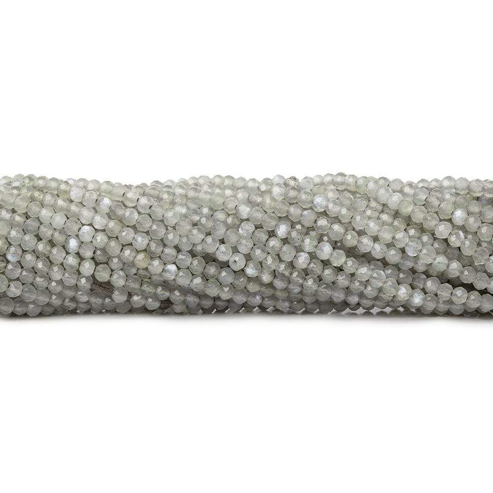 2mm Light Grey Moonstone microfaceted rondelle beads 13 inch 175 pieces - Beadsofcambay.com