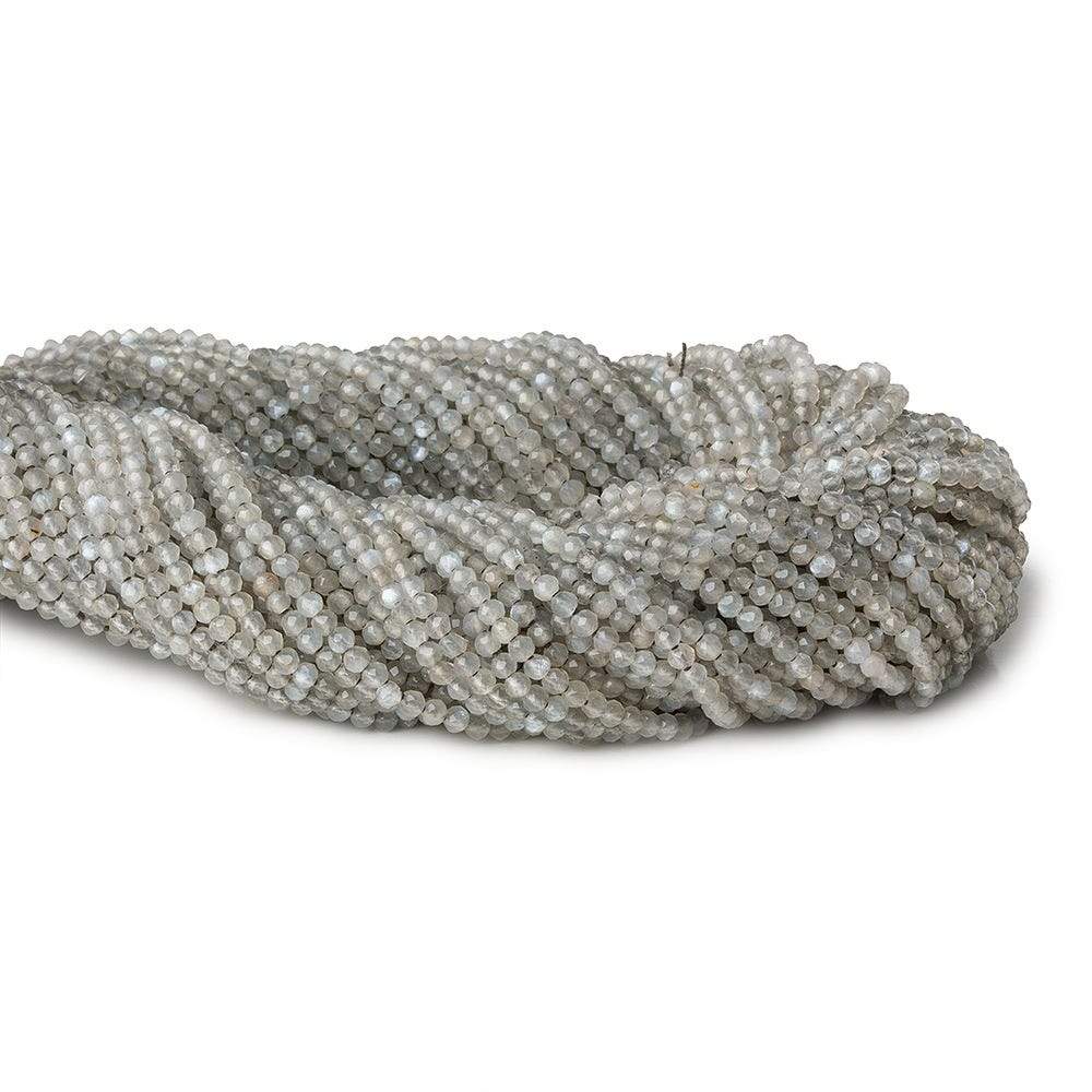 2mm Light Grey Moonstone microfaceted rondelle beads 13 inch 175 pieces - Beadsofcambay.com