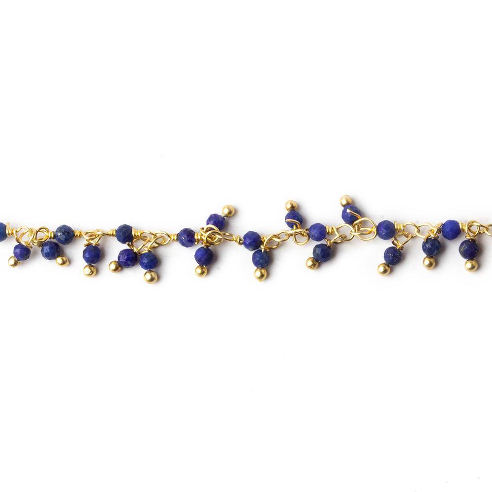 2mm Matte Lapis micro faceted round Gold Dangling Chain by the foot 110 pcs - Beadsofcambay.com