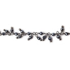 2mm Metallic Black Spinel micro faceted round Black Gold plated Dangling Chain by the foot - Beadsofcambay.com