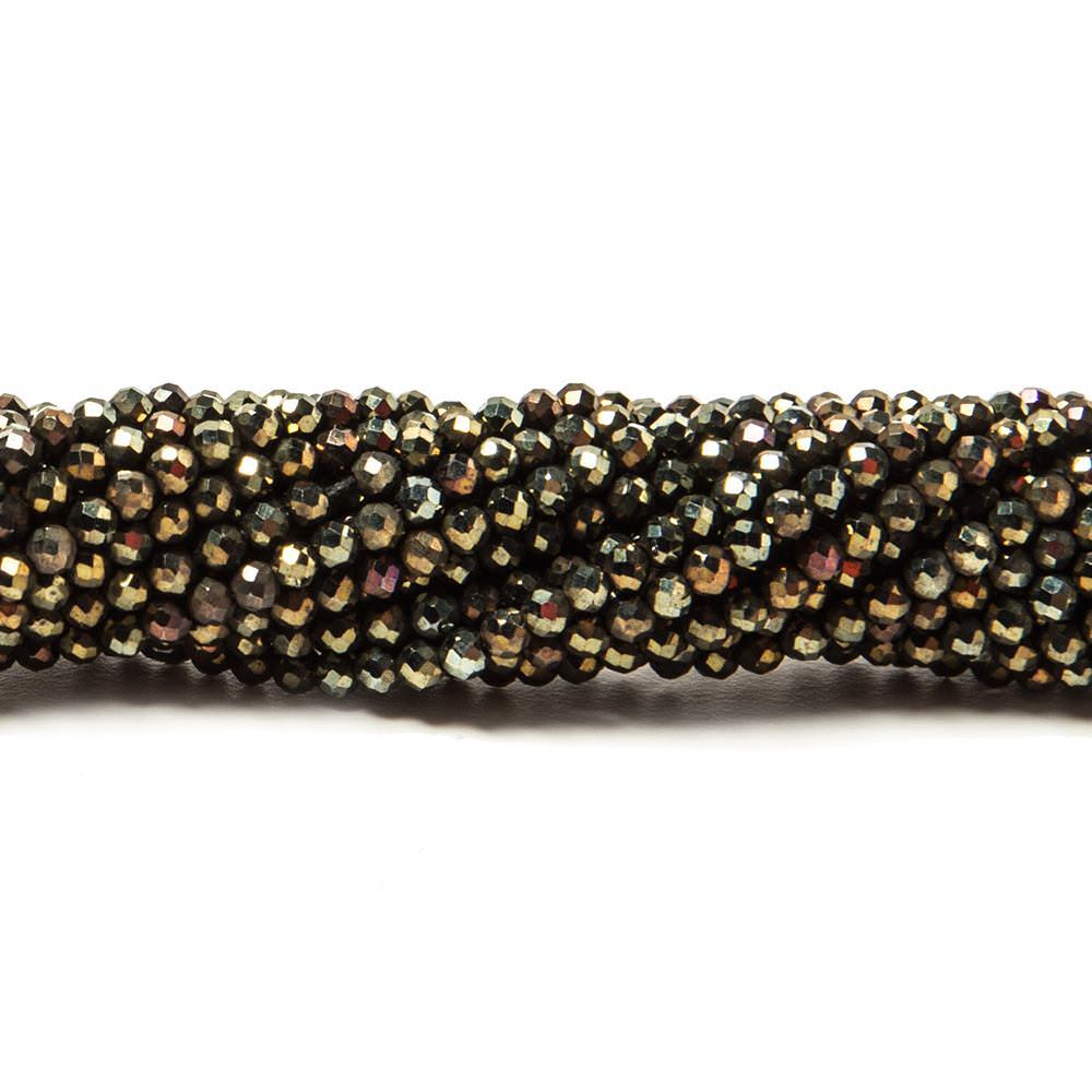 2mm Metallic Bronze Black Spinel Micro Faceted Rondelle Beads 13 inch 183 pcs - Beadsofcambay.com