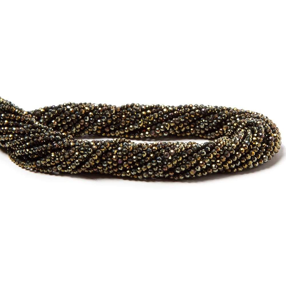 2mm Metallic Bronze Black Spinel Micro Faceted Rondelle Beads 13 inch 183 pcs - Beadsofcambay.com