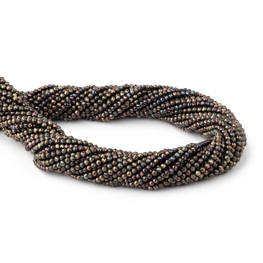 2mm Metallic Chocolate Black Spinel Micro Faceted Rounds 13 inch 183 beads - Beadsofcambay.com