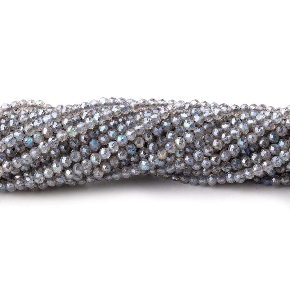 Beadsofcambay 2mm Metallic Labradorite micro faceted rondelle beads 13 inch 170 pieces