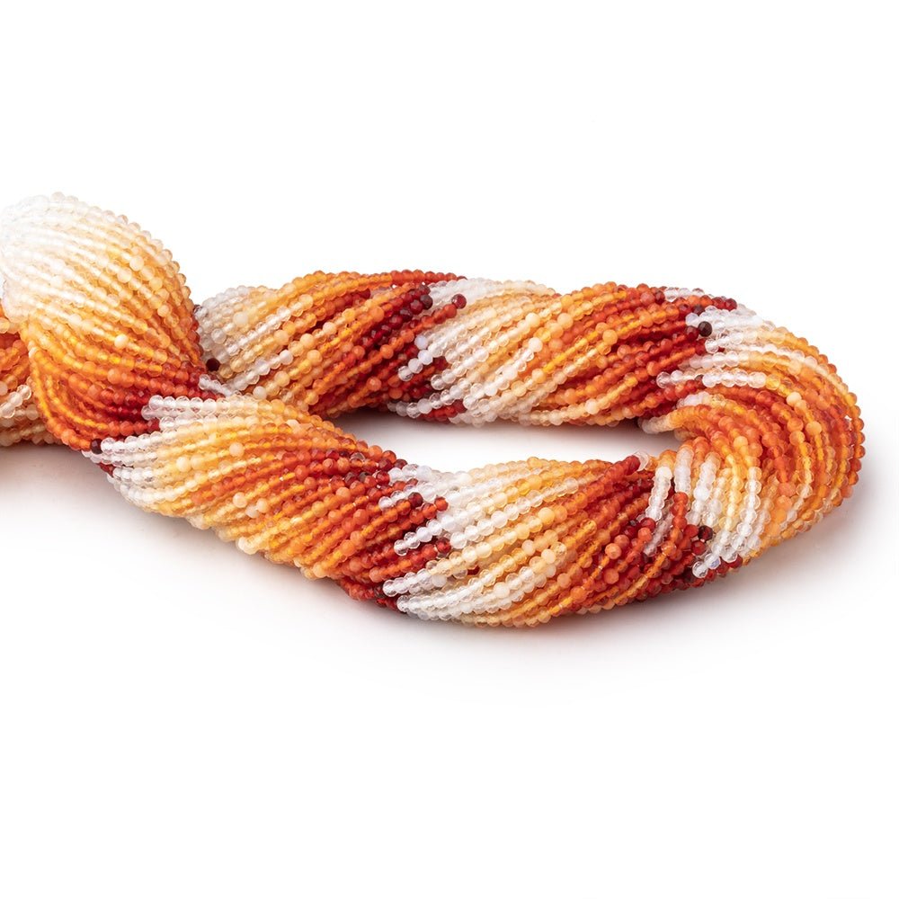 2mm Mexican Fire Opal Micro Faceted Rondelle Beads 12.25 inch 176 pieces - Beadsofcambay.com