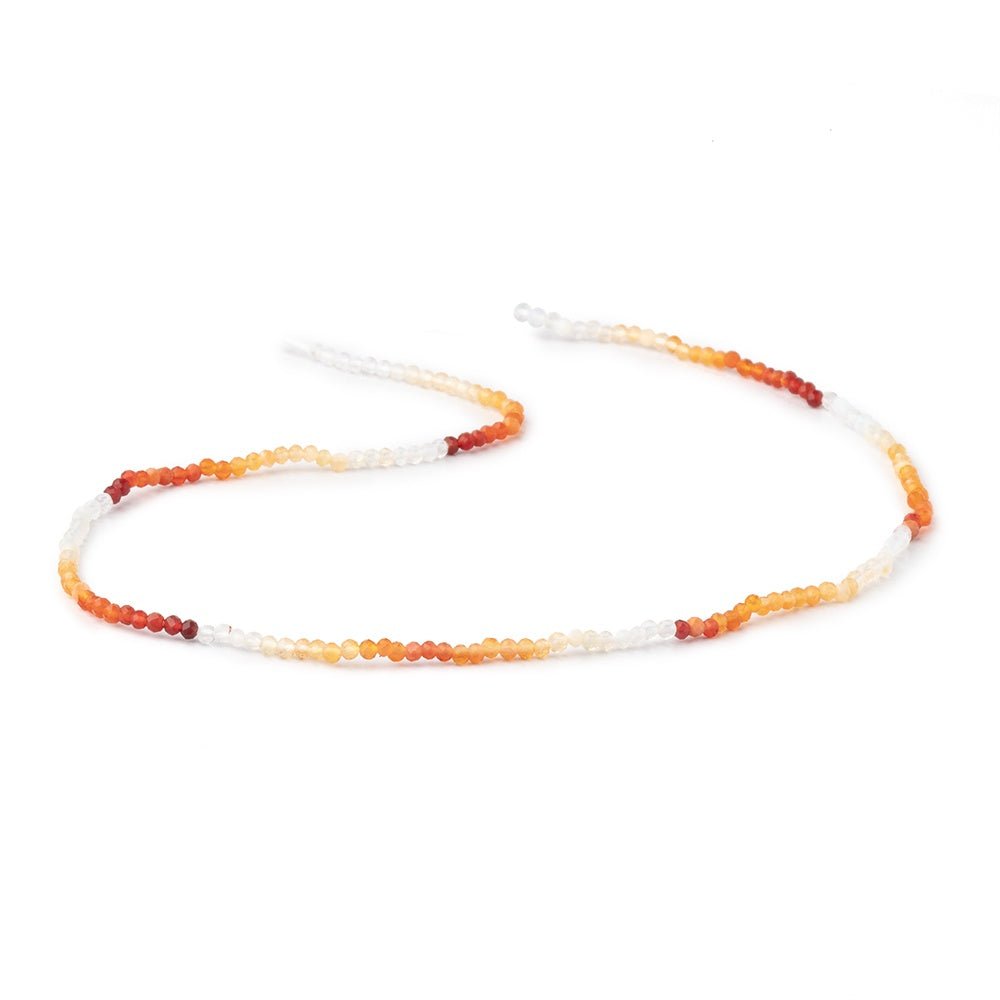 2mm Mexican Fire Opal Micro Faceted Rondelle Beads 12.25 inch 176 pieces - Beadsofcambay.com