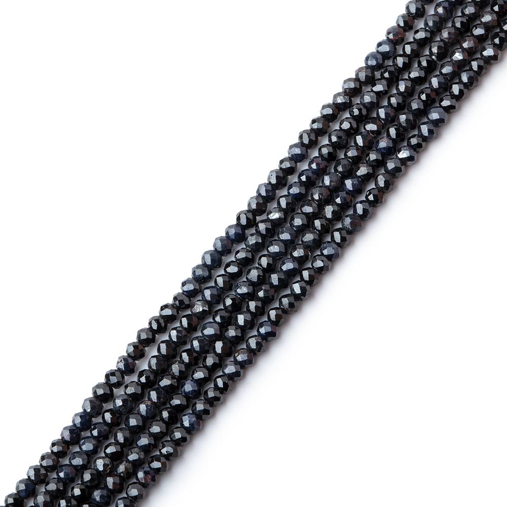 2mm Midnight Blue Sapphire Micro Faceted Rondelle Beads - set of 5 strands - Beadsofcambay.com