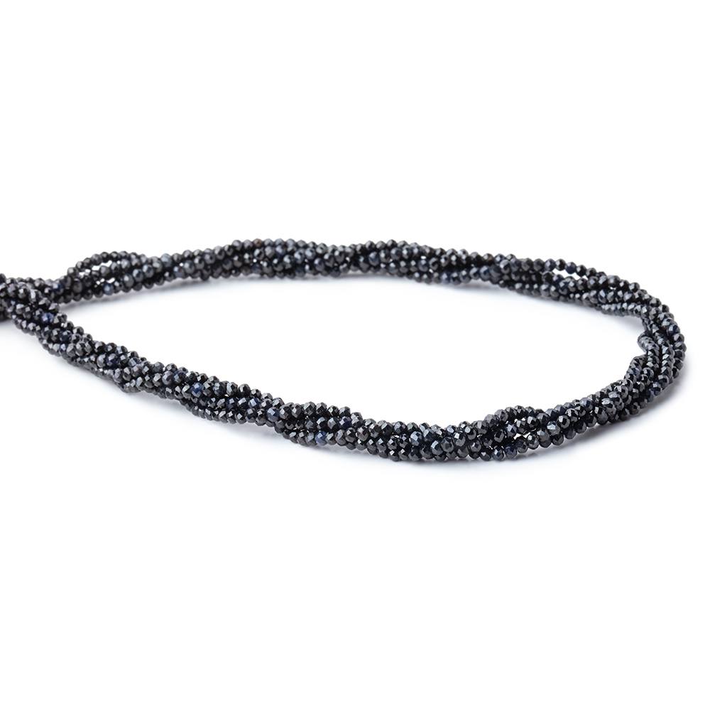 2mm Midnight Blue Sapphire Micro Faceted Rondelle Beads - set of 5 strands - Beadsofcambay.com