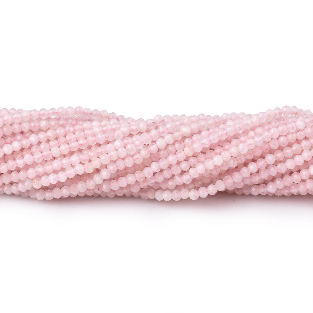 2mm Morganite Micro Faceted Rondelle Beads 12.5 inch 200 pieces - Beadsofcambay.com