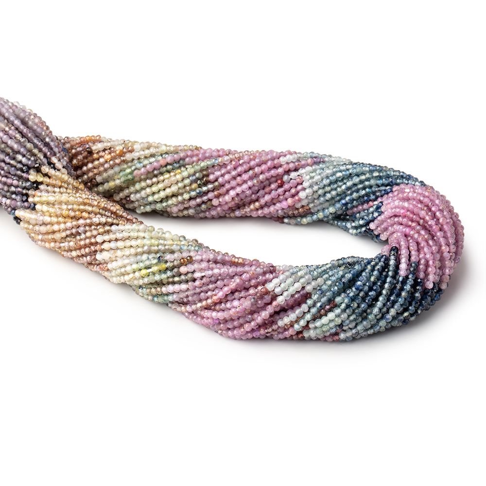 2mm Multi Color Sapphire Micro Faceted Rondelle Beads 12.5 inch 196 pieces AA - Beadsofcambay.com