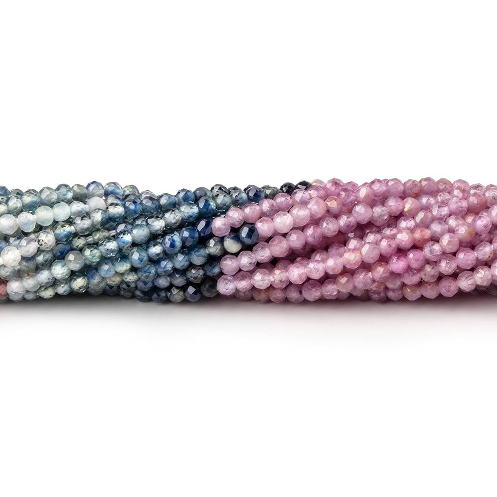 2mm Multi Color Sapphire Micro Faceted Rondelle Beads 12.5 inch 196 pieces AA - Beadsofcambay.com