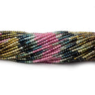 2mm Multi Color Tourmaline faceted round beads 13 inch 180 pieces - Beadsofcambay.com