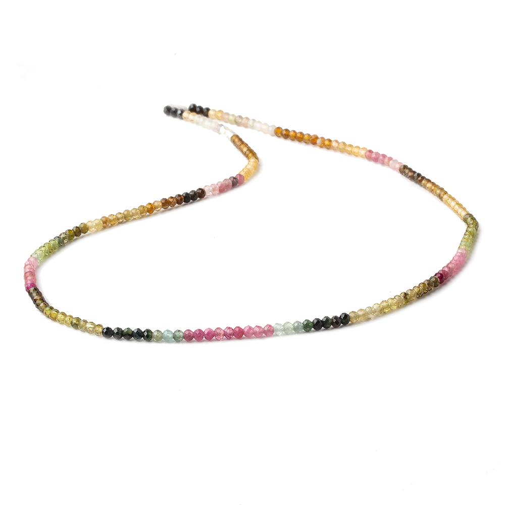 2mm Multi Color Tourmaline faceted round beads 13 inch 180 pieces - Beadsofcambay.com