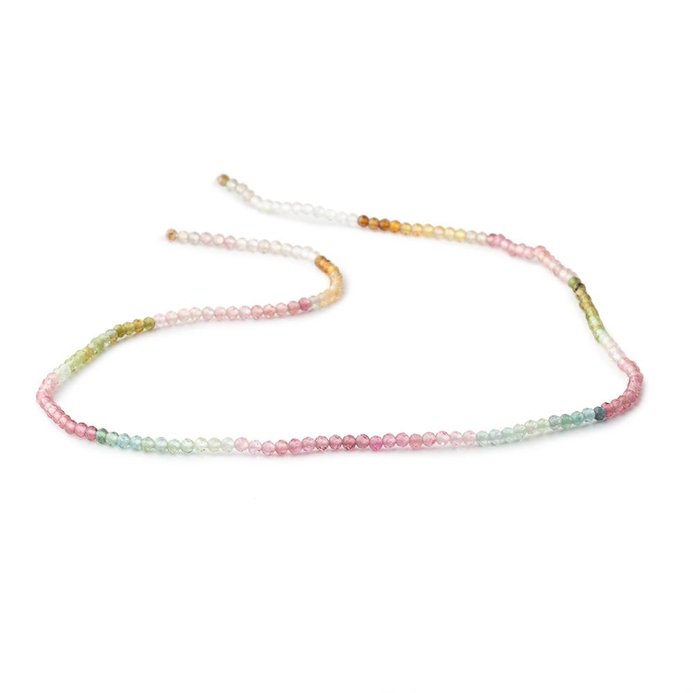 2mm Multi Color Tourmaline Micro Faceted Rondelle Beads 12.5 inch 190 pieces - Beadsofcambay.com