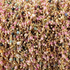 2mm Multi Color Tourmaline Micro Faceted Round Gold plated Dangling Chain by the foot - Beadsofcambay.com