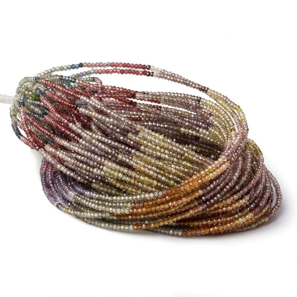 2mm Multi Gemstone micro faceted rondelle beads 17 inch 285 pieces AAA - Beadsofcambay.com