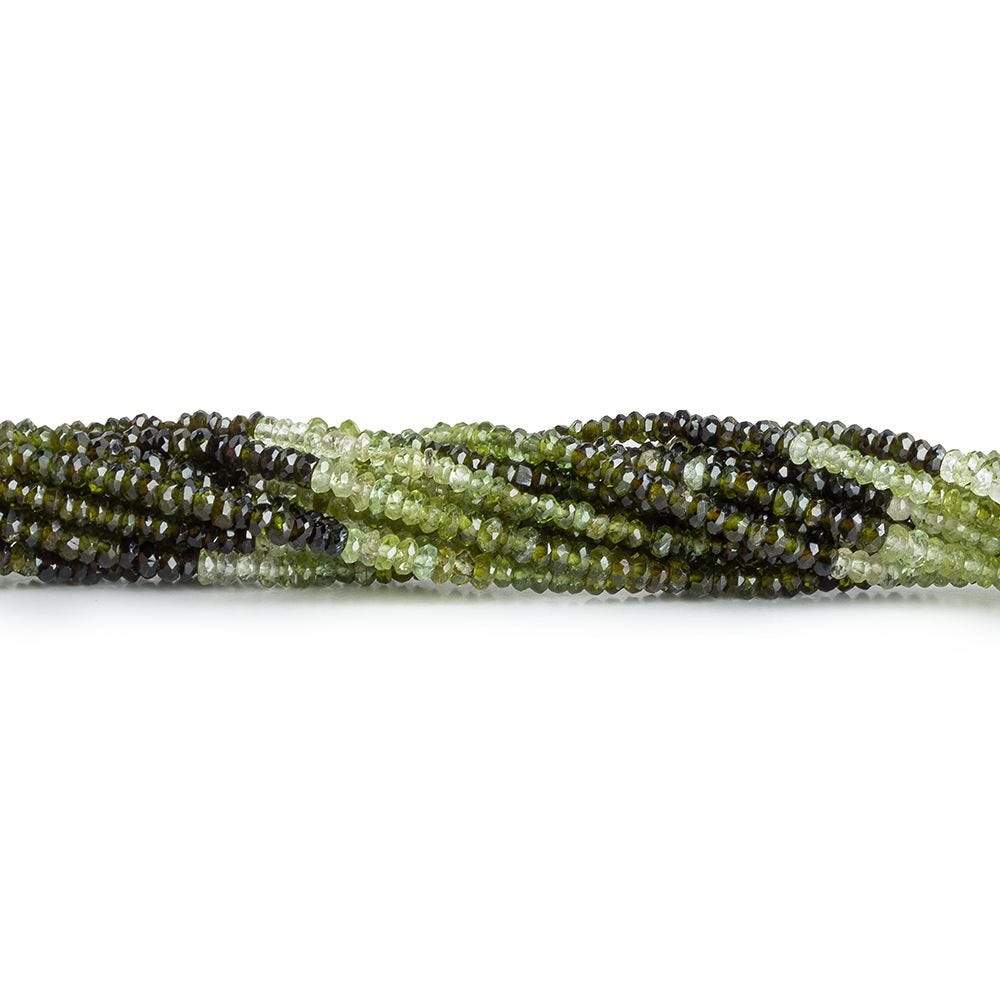 2mm Multi Green Tourmaline Faceted Rondelle Beads - Beadsofcambay.com