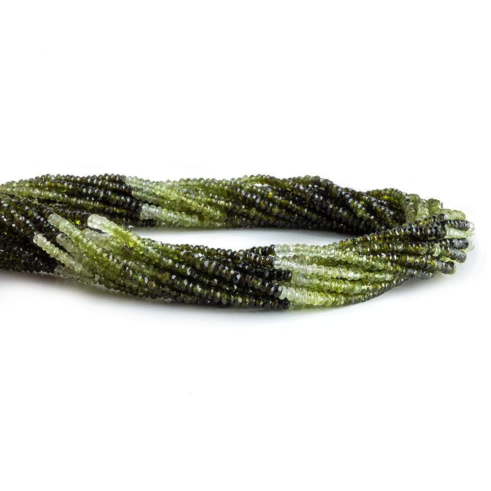 2mm Multi Green Tourmaline Faceted Rondelle Beads - Beadsofcambay.com