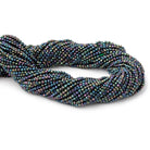 2mm Mystic Green Peacock Black Spinel micro-faceted rounds 13 inch 175 beads AAA - Beadsofcambay.com