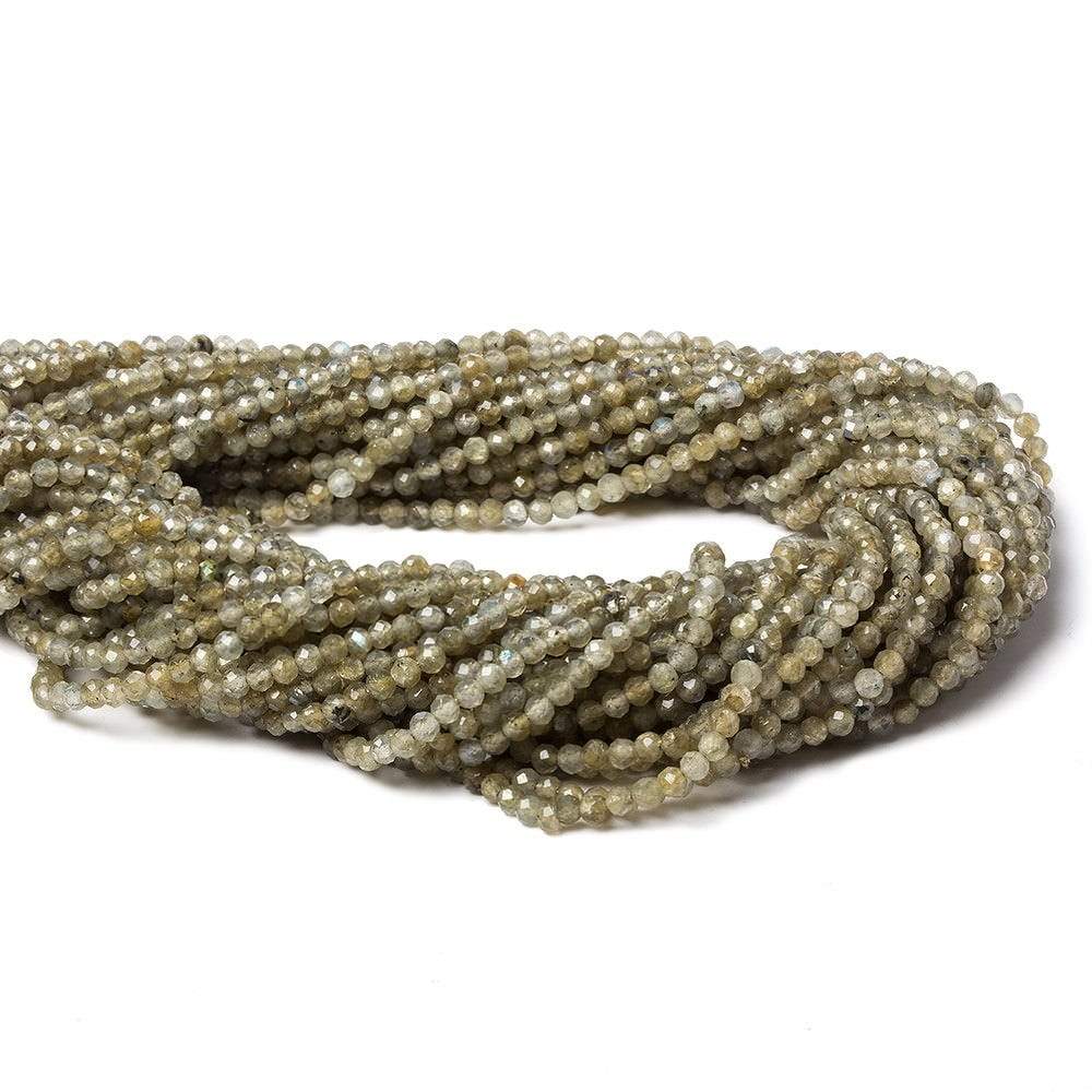 2mm Olive Labradorite microfaceted round beads 13 inch 156 pieces - Beadsofcambay.com