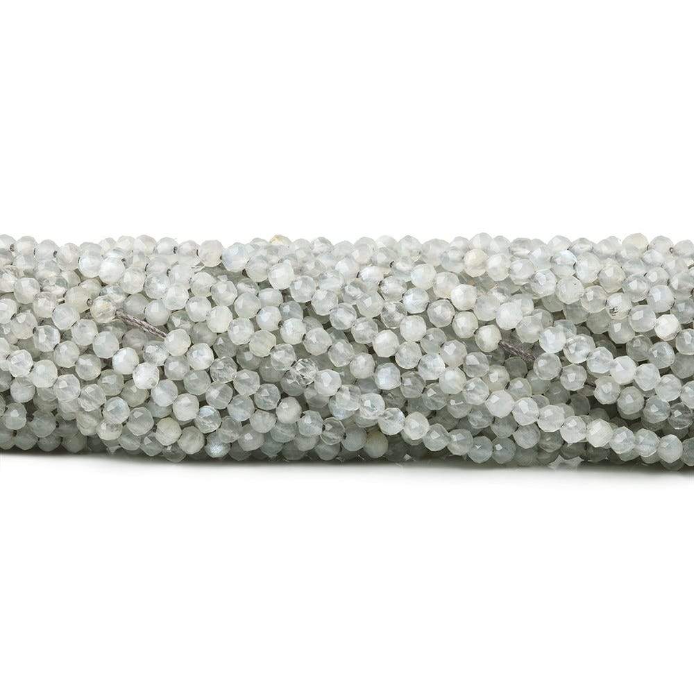 2mm Pale Grey Moonstone microfaceted round beads 13 inch 175 pieces - Beadsofcambay.com