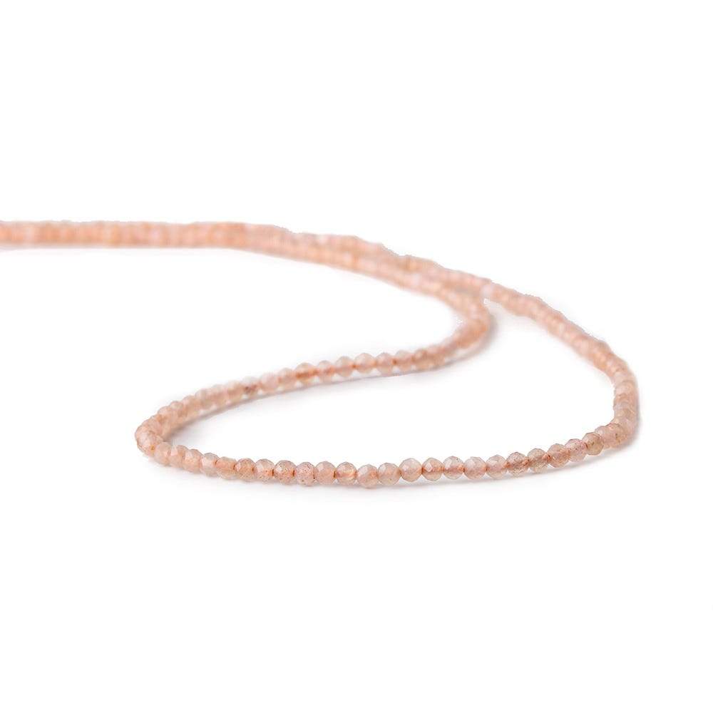 2mm Peach Moonstone microfaceted round beads 13 inch 175 pieces - Beadsofcambay.com