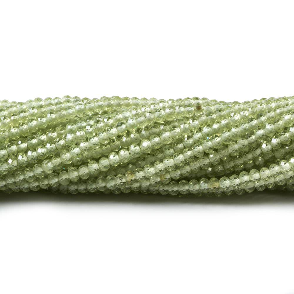 2mm Peridot Micro Faceted Rondelle Beads 13 inch 197 pieces AAA Grade - Beadsofcambay.com