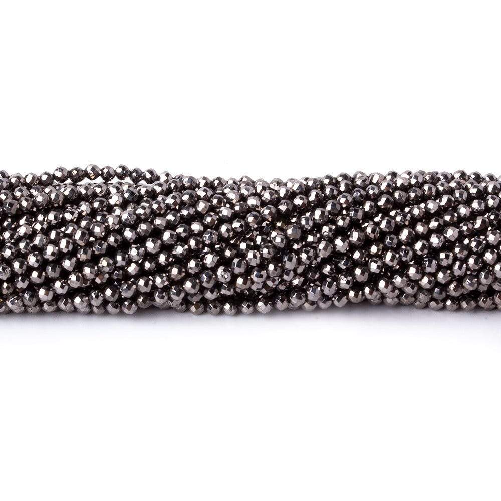 2mm Platinum Metallic plated Pyrite micro faceted rounds 12.5 inch 170 pieces - Beadsofcambay.com
