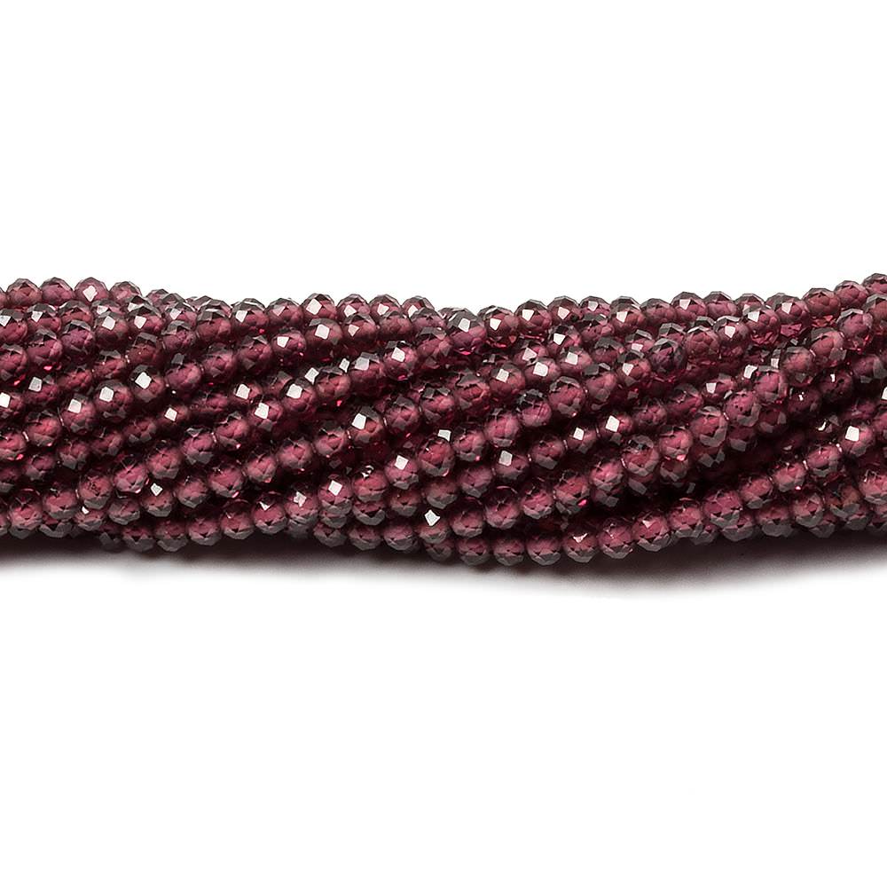 2mm Rhodolite Garnet Micro Faceted rondelle beads 13 inch 180 pcs - Beadsofcambay.com